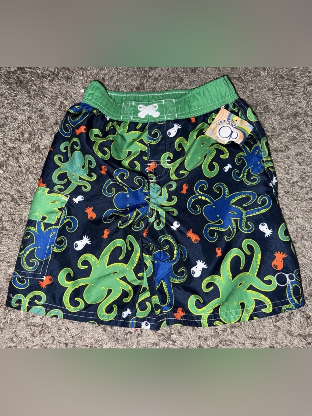 NWT 5T Boys Green Octopus Ocean Pacific Swim Trunks